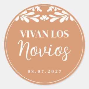Talavera Mexicaanse Trouw Vivan Los Novios Cupcake Ronde Sticker