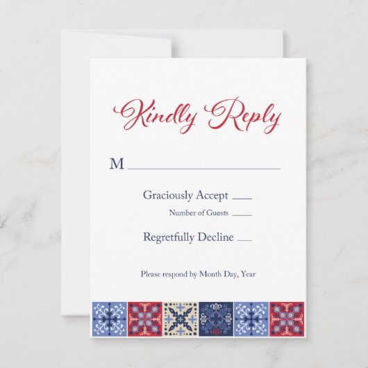 Talavera Mexican Tile RSVP-kaart RSVP Kaartje (Voorkant)