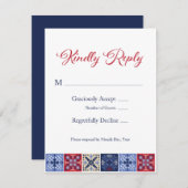 Talavera Mexican Tile RSVP-kaart RSVP Kaartje (Voorkant / Achterkant)