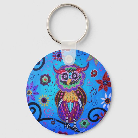 Talavera Owl Mexicaans schilderen Sleutelhanger (Voorkant)