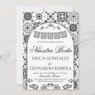 Talavera Papel Picado Spaanse Bruiloft Kaart