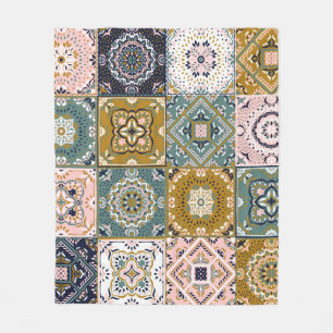 Talavera: Patchwork, een etnisch mozaïek. Fleece Deken