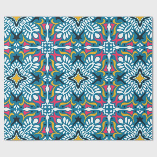 Talavera pattern. Indian patchwork. Azulejos Cadeaupapier (Vlak)