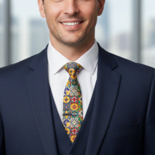 Talavera Spaans Mexico Kleurrijke tegels Stropdas