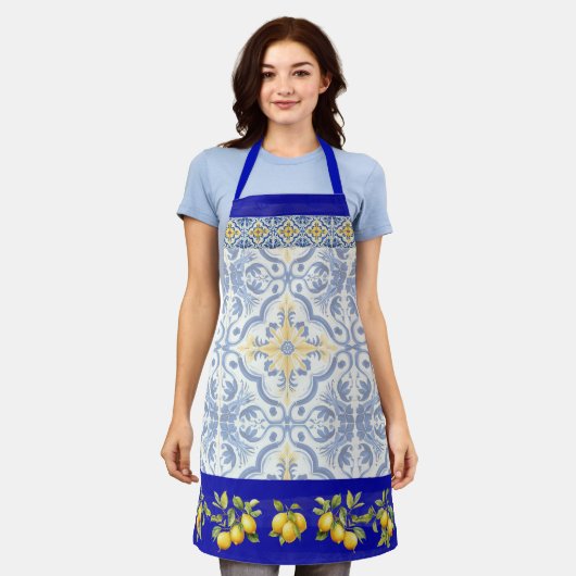 Talavera Tegel All-Over Print Schort Citroenen 2 (Gedragen)