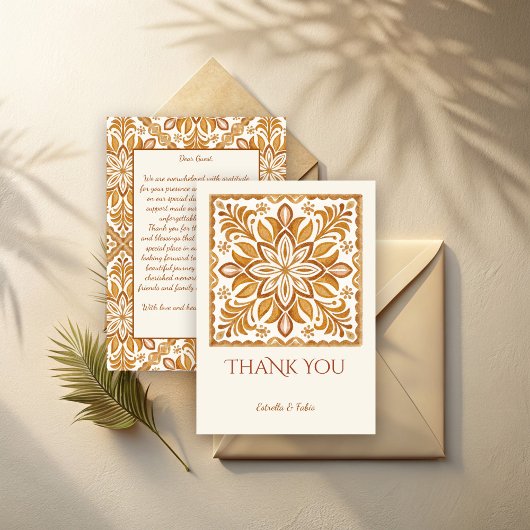 Talavera terracotta  bruiloft bedankkaart