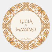 Talavera terracotta  bruiloft ronde sticker (Voorkant)