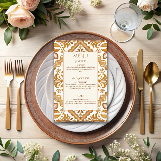 Talavera terracotta menu vintage mexicain mariage