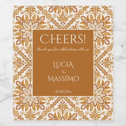 Talavera terracotta Mexicaanse bruiloft gunst Wijn Etiket (Enkel label)