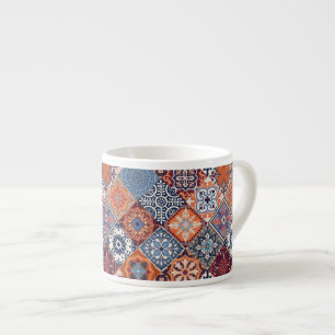 Talavera Tles Oranje Lucht Marineblauw Bourgondië Espresso Kop