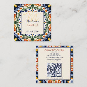 Talavera vintage Mexicaanse volkskunst Vierkante Visitekaartje