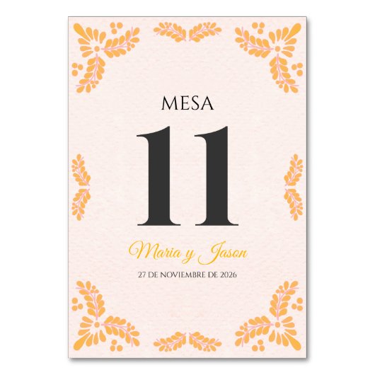 Talavera Yellow Floral Minimalist Spanish Wedding Kaart (Voorkant)