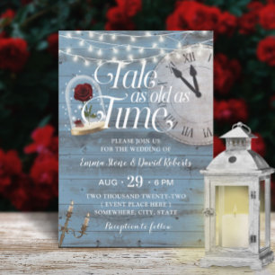 Tale as Old as Time Dusty Blue Fairytale Wedding Kaart