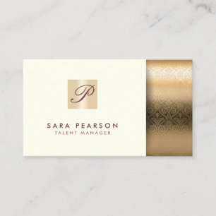 Talent Manager Entertainment Gold Monogram Damask Visitekaartje