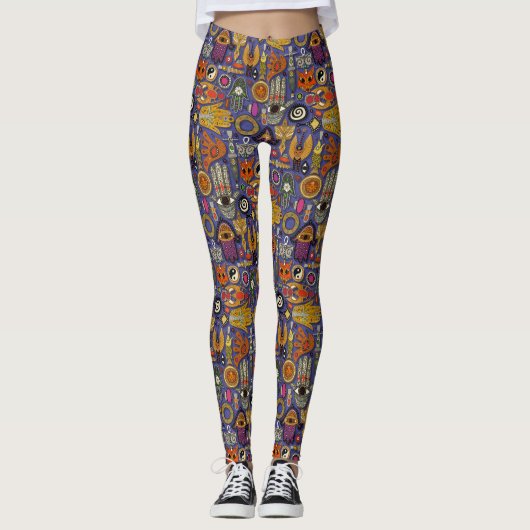 TALISMANS leggings bleu violet (Devant)