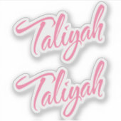 Taliyah naam roze cursieve x2 sticker (Voorkant)