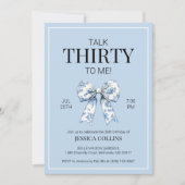 Talk 30 to Me Blue Coquette Bow Dertig Verjaardag Kaart (Voorkant)