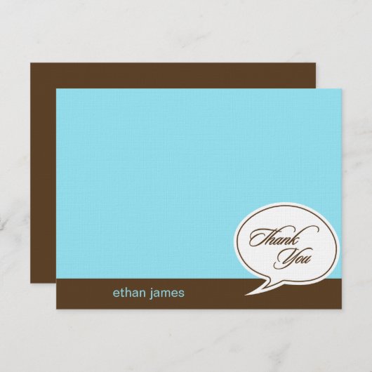 Talk Bubble Flat Merci Cartes - Bleu - (Devant / Derrière)