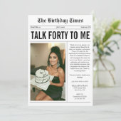 Talk Forty To Me Newspaper 40th Birthday Kaart (Staand voorkant)