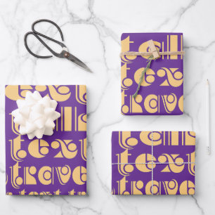 Talk Text Travel Paarse Gift Inpakpapier Vel