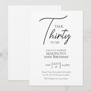 Talk Thirty To Me 30ste Zwart & Wit Verjaardag Kaart
