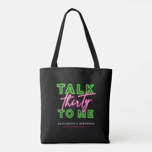 Talk Thirty To Me Dirty 30 Neon Groen & Roze Draagtas (Achterkant)