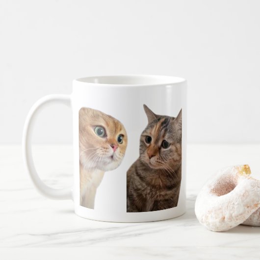 Talking Cats mème Mug double face (Avec donut)