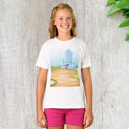 Tall Blue Building Girls T-Shirt