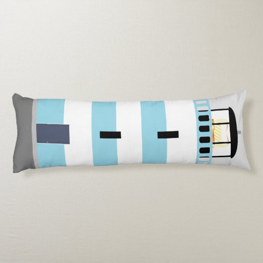 Tall Blue en White Stripey Lighthouse Lichaamskussen (Achterkant)
