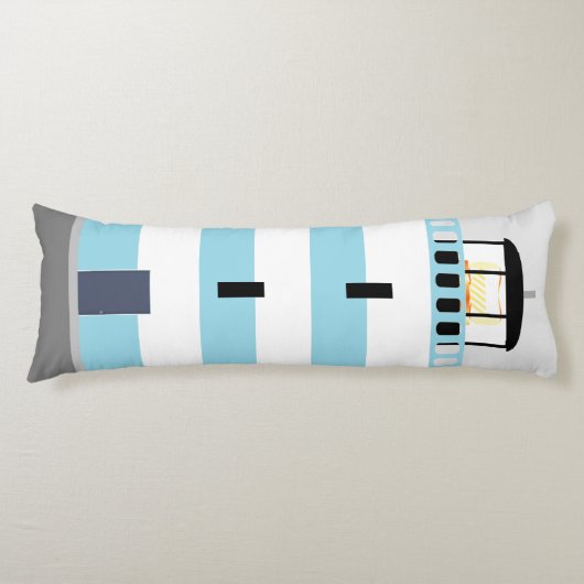 Tall Blue en White Stripey Lighthouse Lichaamskussen (Voorkant)