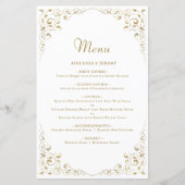 Tall Budget Gold Script Foliage Wedding Menu (Voorkant)