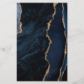 Tall Budget Marine Blue Agate Marble Wedding Menu (Achterkant)