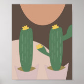 Tall Cactus Plant Potted Bohemian Shapes Wall Art Poster (Voorkant)