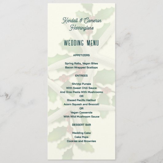 Tall Christmas Starfish Mariage Menu Modèle (Devant)