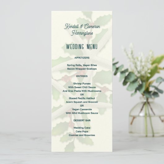 Tall Christmas Starfish Mariage Menu Modèle (Debout devant)