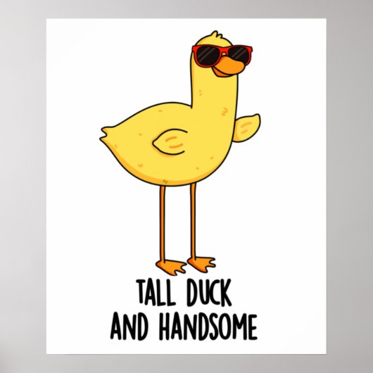 Tall Duck en Handsome Funny Animal Pun Poster (Voorkant)