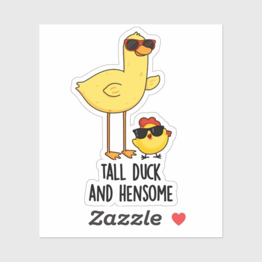 Tall Duck en Hensome Funny Animal Pun Sticker (Vel)
