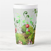 Tall Latte Mug Aquarelle Forêt Champignons Plante (Devant)