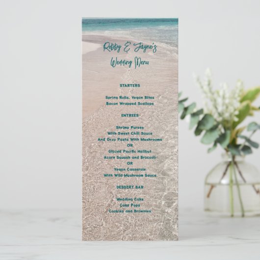 Tall Mariage Menu Tropical Beach Scene Modèle (Debout devant)