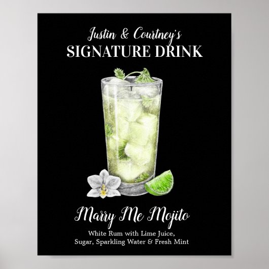 Tall Mojito ・ PERSONALIZE deze Pla van de Drink va Poster (Voorkant)