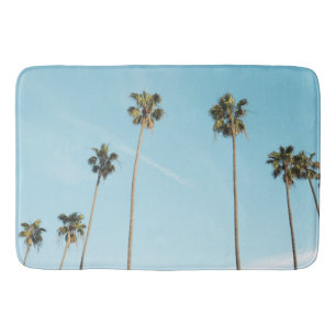 Tall Palm Trees Light Blue Sky Badmat