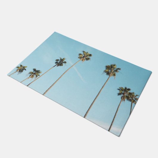 Tall Palm Trees Light Blue Sky Deurmat (Schuin)