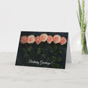 Tall Peachy Pink Roses Art Verjaardag Kaart