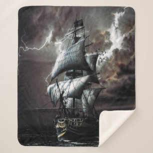 Tall Pirate Ghost Ship Zee Storm Lightning Sherpa Deken