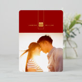 Tall Rectangle Double Happiness Chinese Wedding Folie Uitnodiging (Staand Voorkant)