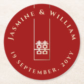 Tall Rectangle Double Happiness Chinese Wedding Ronde Kartonnen Onderzetter (Voorkant)