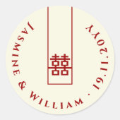 Tall Rectangle Double Happiness Chinese Wedding Ronde Sticker (Voorkant)