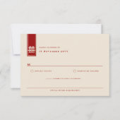 Tall Rectangle Double Happiness Chinese Wedding RSVP Kaartje (Voorkant)