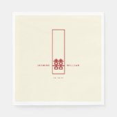 Tall Rectangle Double Happiness Chinese Wedding Servetten (Voorkant)