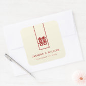 Tall Rectangle Double Happiness Chinese Wedding Vierkante Sticker (Envelop)